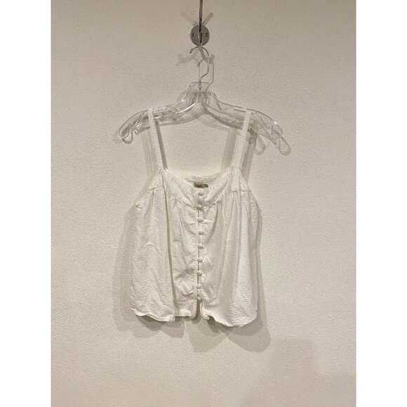 Faherty Tank Top Womens Small White Textured Button Front Organic Cotton Modal - Picture 2 of 7